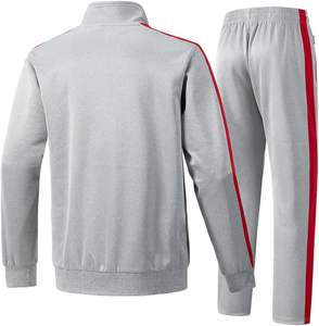 Ensemble de survêtement personnalisé 100% coton unisexe gris et rouge à rayures imprimées pour l'hiver, la gym, le fitness et les activités de plein air - Product Image 2