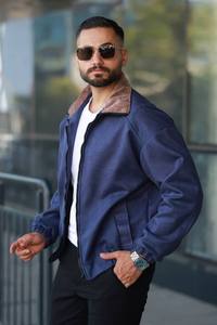 Vêtements d'extérieur décontractés à manches longues zippés kaki d'hiver pour hommes veste Streetwear à col en velours côtelé avec décoration à boutons tissu chaud - Product Image 2