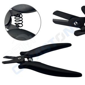 Pince coupante micro-anneaux en acier inoxydable pour extensions capillaires à la kératine, outil de retrait antidérapant à poignée noire, usage commercial durable - Product Image 6