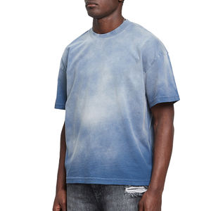 Custom Men's T-shirts Heavyweight Blank Crew Neck T-shirts High Quality Streetwear Acid Water Washed Blank T-shirts for Men - Product Image 2