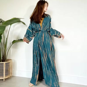 Top Selling High Quality 100% Art <b>Long</b> Length Frilled Design <b>Kimono</b> <b>Robe</b> With Beautiful Embroidery Work for Women and Girls - Product Image 1