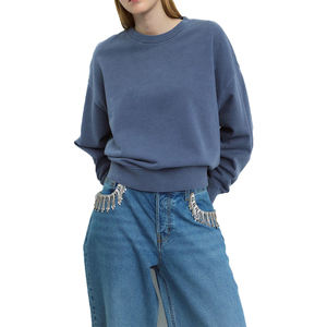 Top corto con logotipo personalizado para mujer, Sudadera con capucha, Jersey transpirable, sudadera recortada de gran tamaño, atuendo de moda informal de talla grande OEM - Product Image 3