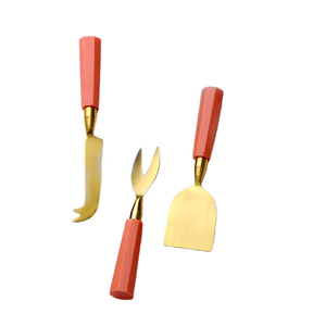 Juego de herramientas de corte de queso de acero inoxidable, diseño de bambú, mango de madera de Color Natural, chapado en oro, seguro para comida - Product Image 6