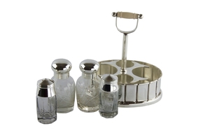 Cruet de Aceite de Metal Plateado Sheffield de Alta Calidad, Estilo Tradicional Rectangular, Decoración de Mesa para el Hogar y Restaurantes, Marca Royal Family - Product Image 2