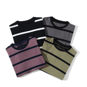 Venta al por mayor popular a través de la tira de los hombres camisetas de estilo naval más tamaño camisetas de alta calidad 100% algodón barato camiseta a rayas - Product Image 2