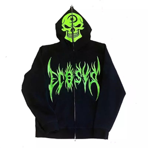 Sudadera con capucha y cremallera de cara completa de algodón pesado de alta calidad para hombre, ropa de calle con estampado personalizado, precio al por mayor para invierno - Product Image 6