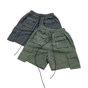Pantalones cortos de terciopelo con 4 bolsillos para entrenamiento de hombre al por mayor pantalones cortos de terciopelo de verano Pantalones cortos de trabajo de terciopelo de color sólido para niños - Product Image 6