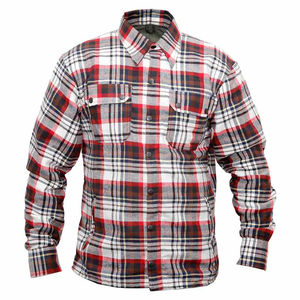 Chemises en flanelle personnalisées pour hommes en rouge, blanc et gris foncé avec des caractéristiques de chemise de protection blindée de niveau 1 CE pour les motards, service OEM - Product Image 6