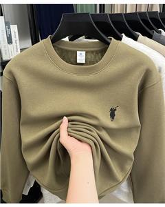 Sudadera con Capucha de Estilo Americano para Hombre, de Algodón, Tejida, con Estampado Animal, Logotipo de Caballito Bordado, Cuello Redondo, Manga Larga, para Primavera y Otoño - Product Image 6