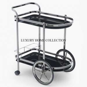 Affordable Functional 2 Tier Metal Serving Trolley with Marble Tray Ample <b>Shelving</b> Ideal <b>for</b> Organizing and Serving at Parties - Product Image 6