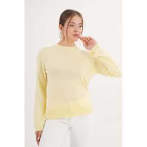 Suéter Amarillo Casual de Cuello Redondo, Tejido Fino, Venta al Por Mayor - Product Image 3