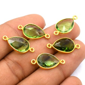 Connecteurs de pierres précieuses en plaqué or 18 carats et argent sterling 18X11mm(1 boucle) 22X11mm(2 boucles) Lot pour la fabrication de bijoux C33-36 breloque - Product Image 4