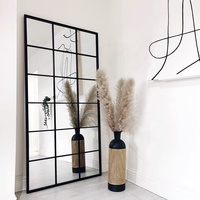 SWT 2026 Super Large Window Pane Iron Framed 6mm Thick Floor Standing Contemporary Designer Mirror for Hotels