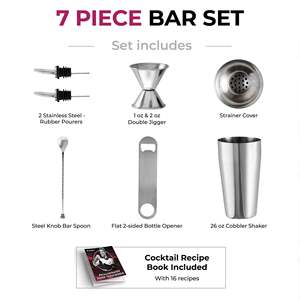 7-Piece Stainless Steel Cocktail Shaker Set Custom Logo <b>Bar</b> <b>Tool</b> with Mini Boston and Martini Jigger for Bartenders - Product Image 3