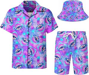 Ensemble chemise hawaïenne pour homme en coton et rayonne, manches courtes, deux pièces, pour les vacances d'été, vente en gros, pas cher, personnalisable - Product Image 1