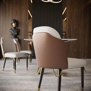 Chaises de salle à manger de style mid-century modern avec revêtement en similicuir et pieds en bois et métal - Mobilier d'intérieur - Product Image 3