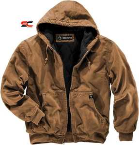 แจ็กเก็ตฤดูหนาวบุด้วยผ้าฝ้าย100% ของผู้ชายใส่สบายมีฮู้ดสไตล์ลำลองมีซิปปิดผ้าเดนิมซักได้ - Product Image 1