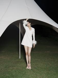 2024 Newest Design <b>Women'S</b> <b>Dresses</b> Front Zipper Arym Mini <b>Dress</b> With Feathers High-Quality <b>Women</b> Clothes <b>Dresses</b> Wholesaler - Product Image 3