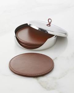 Durable leather coasters with attractive grain pattern and premium finished made for luxury drinkware <b>table</b> setting - Product Image 1