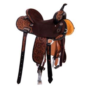 Mayorista indio Adulto Estilo occidental Sillín de caballo inglés Pleasure Trail Barrel Racing Sillín de cuero para montar a caballo - Product Image 1