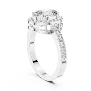 Anillo de compromiso de oro sólido de 14 quilates de inspiración vintage con racimo de diamantes de laboratorio de corte ovalado para ocasiones de boda - Product Image 5