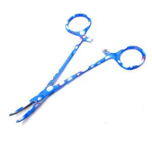 คีมล็อกห้ามเลือดสแตนเลส5.5 "คีมผ่าตัดแบบโค้งและแบบตรงลายดอกไม้สีฟ้า - Product Image 1