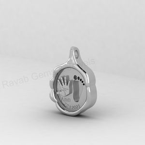 Solid 925 Silver Handprint Baby Footprint Blank Bezel Setting 19x13mm Lapis Charm Pendant Breastmilk Ashes DIY Memorial Jewelry - Product Image 4