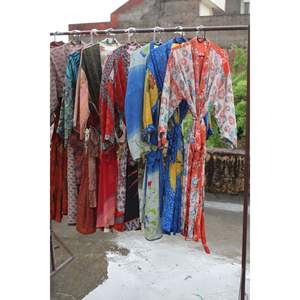 Women's Printed <b>Silk</b> V-neck Full Length Robe Bathrobe Soft Summer Spring Loungewear Sleepwear <b>Kimono</b> Style Drawstring Closure - Product Image 2