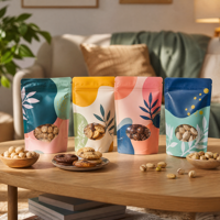 Op maat bedrukte logo stand-up pouches voor voedselverpakkingen met ritssluiting, vochtbestendig materiaal voor snacks en snoep