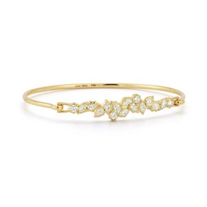 Custom Designed 10k <b>Solid</b> <b>Gold</b> Marquise Pear & Cut Moissanite Diamond Cluster <b>Bangle</b> Perfect Gift for Her - Product Image 1