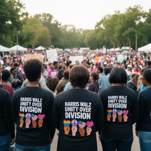 Camiseta de manga larga con estampado de unidad y amor, unisex, para adultos, talla grande, cuello redondo, diseño gráfico de unión. - Product Image 3