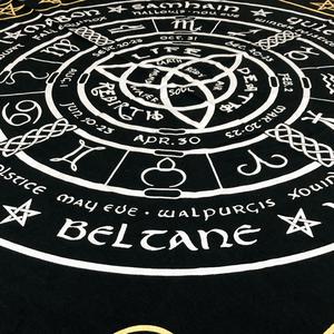 Tissu d'autel en tissu de tarot, motif Triquetra, roue païenne, tentacule, déesse Triquetra, cycle de vie doré, cadeau pour sorcière - Product Image 6