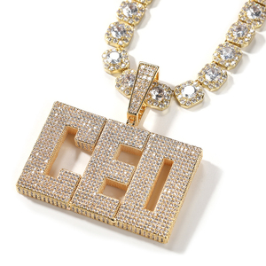 High Quality Unisex Rose Gold Plated 925 Silver Hip-Hop Letter Pendant <b>Iced</b> Brilliant Cut VVS Diamond IGI Certified Channel Fine - Product Image 2