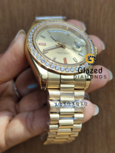 Unveil the Stainless Steel Hip Hop <b>Watch</b> Adorned With Round Brilliant Cut Moissanite Diamonds in a Fully Iced Out Design - Product Image 2