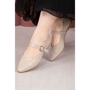 Zapatos Planos Beige Tipo Mary Jane con Plantilla de Cuero Genuino, Material PU, Punta en Pico, Antideslizantes para la Temporada de Otoño - Product Image 2