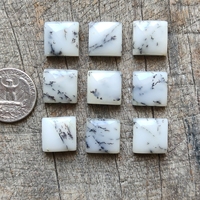 ELMA GEMS Batu Akik Dendrit Alami Bentuk Persegi Putih Hitam 5-30mm Dapat Disesuaikan Berkualitas Tinggi Buatan Tangan untuk Pembuatan Perhiasan