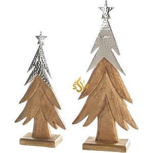 Hecho de Metal y madera Adornos colgantes de Navidad Decoración creativa de Papá Noel Adornos Paquete de caja de cliente Copo de nieve - Product Image 4