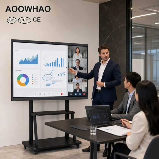4K Smart Board with Wireless Presentation Office Interactive Flat Panel Display Touch Screen Smart Board for Conference Room