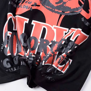 Dibujos animados de lujo diseñador caliente nuevo estilo Oem servicio hombres Graffiti 100% algodón camiseta hecha a medida transpirable cuello redondo Camiseta - Product Image 6