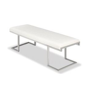 Banco Otomano de Acero con Espuma y Cuero Sintético, Acabado Negro Mate, Ideal para Muebles del Hogar - Product Image 3