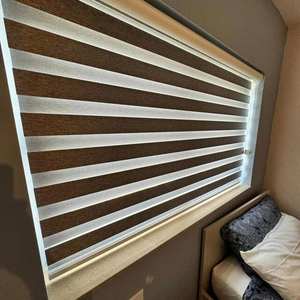 Tela opaca al mejor precio, cortina de doble capa tipo zebra, cortina de doble capa día y noche, persiana enrollable moderna para oficina, hogar, villa - Product Image 3