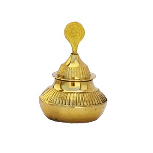 Sindoor Dibbi en laiton, fait main, design moderne et sûr |   Boîte de décoration Kumkum pour cadeau et décoration ronde multicolore - Product Image 6