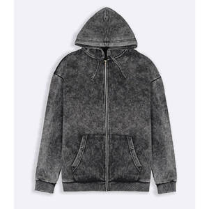 Sweat à capuche zippé délavé à l'acide 100% en coton pour hommes veste à capuche décontractée de haute qualité Streetwear 2025 - Product Image 6