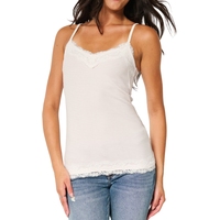 Débardeur Cami en Jersey Tricoté Doux à Col Halter Personnalisé, Coupe Slim, Respirant, 100% Coton, Décontracté, avec Bordure en Dentelle sur le Devant pour Femme – Vente Directe Usine