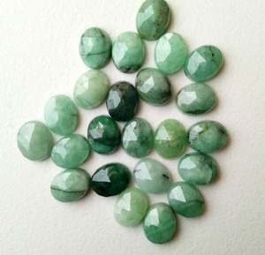 Cabujones de Esmeralda natural con parte posterior plana, piedras preciosas verdes ovaladas de corte rosa, piedras sueltas para hacer joyas, venta al por mayor de proveedor B2B - Product Image 4