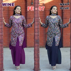 La última colección lista para usar, conjunto de traje de seda Georgette Sharara de diseñador indio pakistaní Tapeta para niñas y mujeres, Ropa Étnica de fiesta - Product Image 1