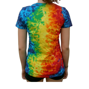 Haut en coton et élasthanne pour femme, de haute qualité, surdimensionné, tricoté, délavé à l'acide, tie-dye, décontracté, manches courtes, respirant, séchage rapide, avec logo - Product Image 5