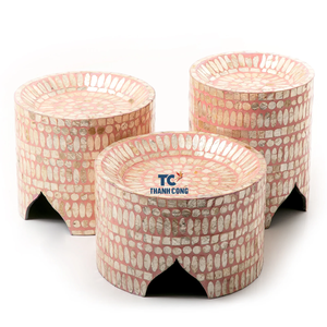 Hottest Ramadan <b>Set</b> of 2 Mother of Pearl <b>Cake</b> <b>Stand</b> for Chocolates, Serving Trays Real Mother of Pearl Pieces Inlay Handmade - Product Image 3