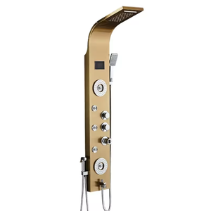 Panneau de douche thermostatique mural en acier inoxydable nickel brossé doré <span class=keywords><strong>avec</strong></span> jet de pluie pour usage hôtelier, robinets de douche - Product Image 2