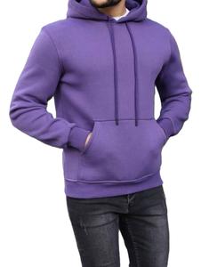 Sweat-shirt à capuche en molleton violet brodé pour hommes, survêtement uni à manches longues, imprimé, pull-over oversize - Product Image 1
